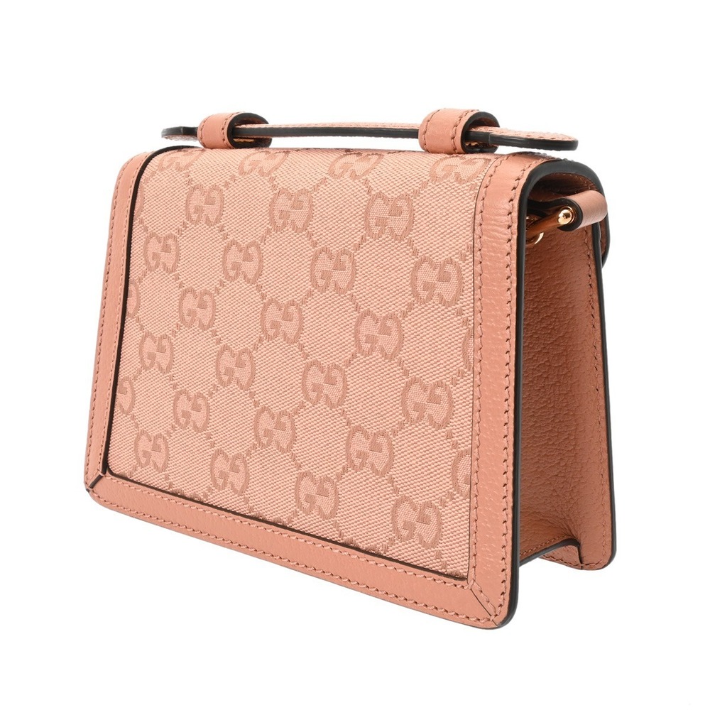 Gucci Leather Handbag Canvas Pink Handle Bag Top